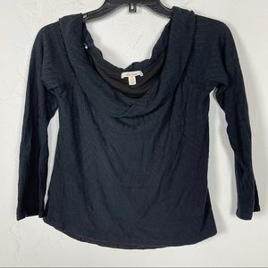 Ella Moss Off Shoulder Top‎ Shirt Knit Solid Black